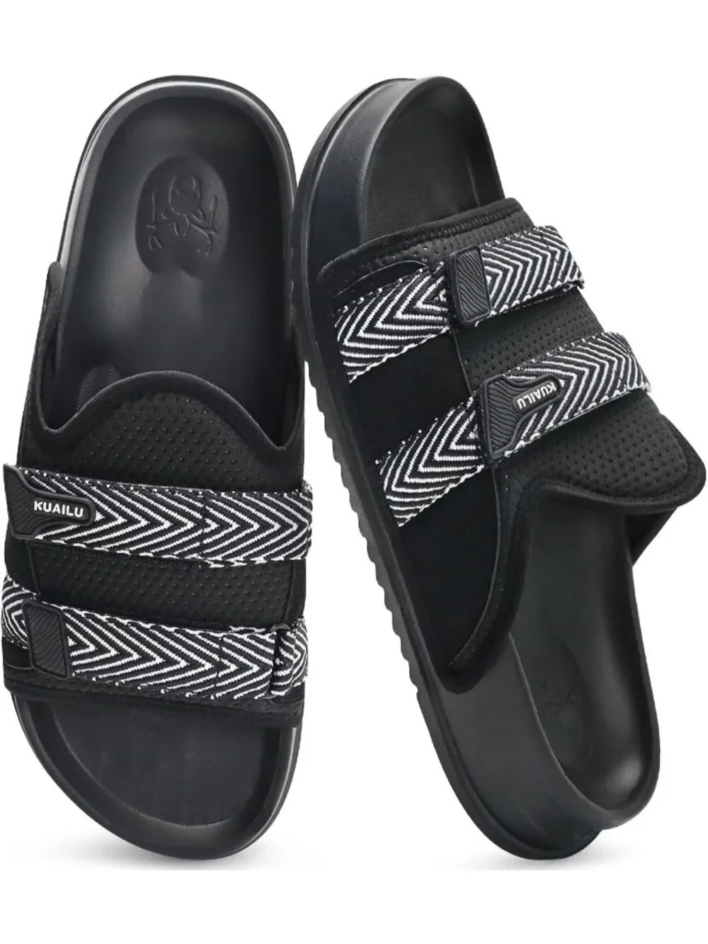 Men's Black Orthotic Arch Support Fabric Ultra Soft Comfort Fit Slipper Shoes